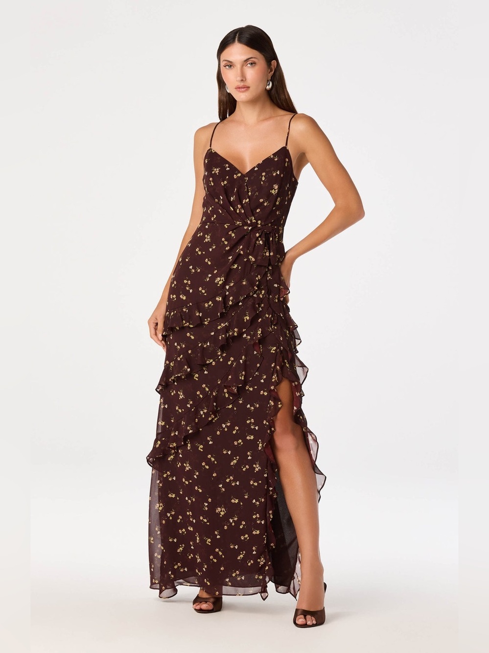 NWT ASTR Abriella Ruffle Maxi Dress